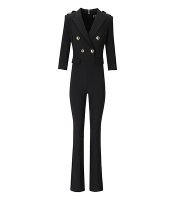 

Женский черный двубортный комбинезон Elisabetta Franchi