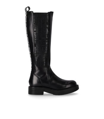 

Женские черные высокие сапоги с логотипом Love Moschino, Черный, JA26084G1FIA0-000