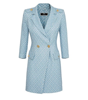 

Elisabetta Franchi Sugar Paper Monogram Coat Dress Woman, Light blue