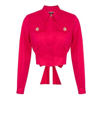 

Укороченная рубашка с поясом Elisabetta Franchi цвета фуксии для женщин, Fucsia