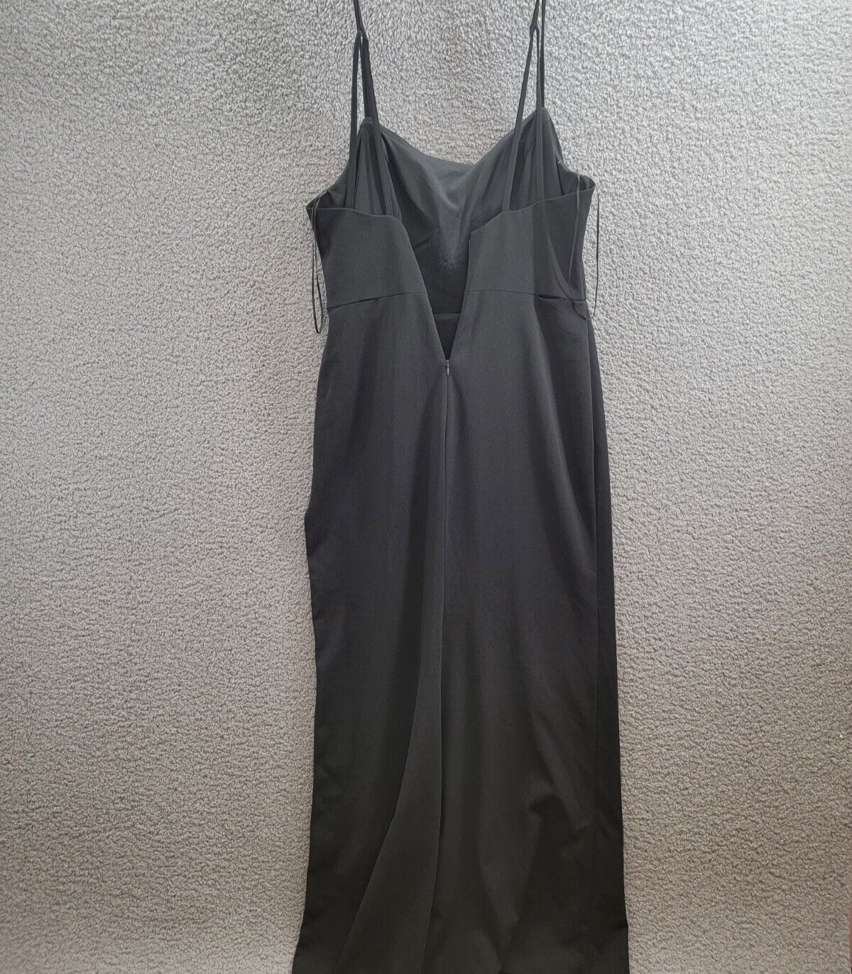 Nightway Rhinestone-Trim Strappy-Back Gown Women 14 Black Straight Neck Back Zip - Picture 9 of 15