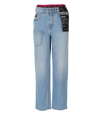 

Женские голубые джинсы с логотипом Versace Jeans Couture, Light blue, 74HAB57B-DW009L01-904