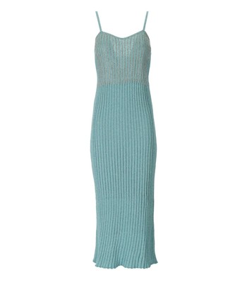 

Женское голубое платье в рубчик со стразами Blugirl, Light blue