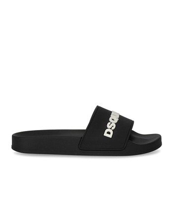 

Женские черно-белые шлепанцы Dsquared2 с логотипом, Черный, FFW0017-17205013-2124