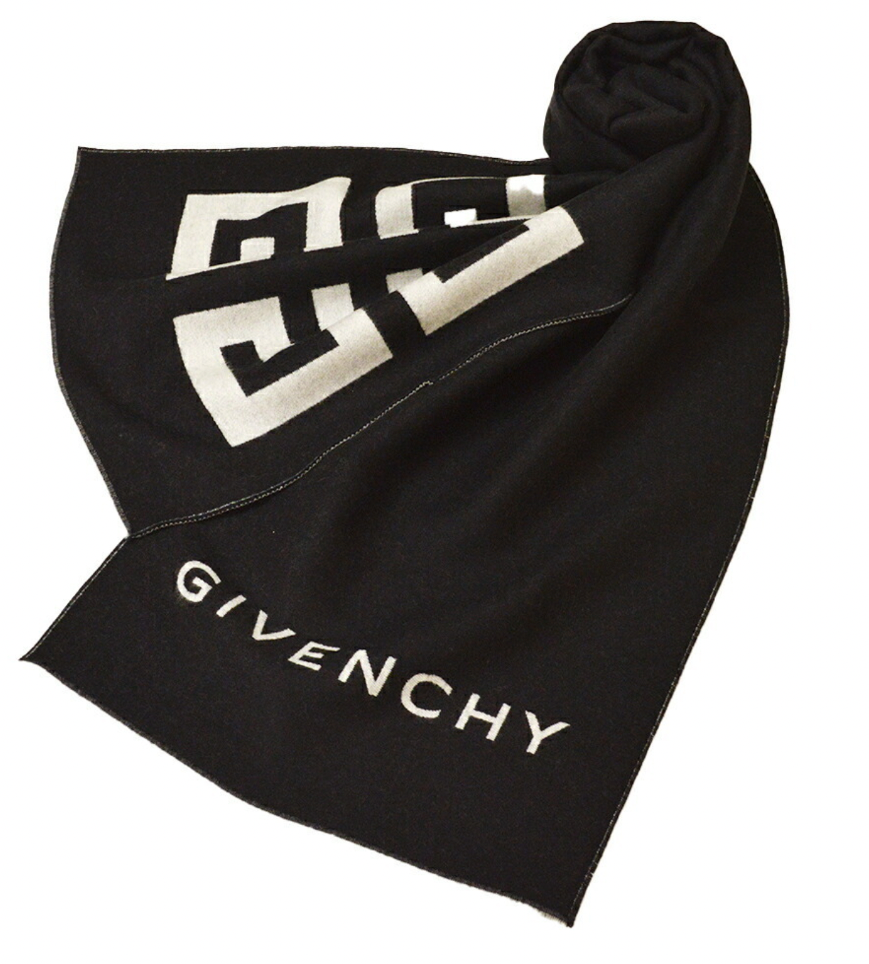 GIVENCHY GIVENCHY UNISEX WOOL SILK 4G LOGO SCARF MUFFLERS STOLE SHAWL 35 X 180 CM