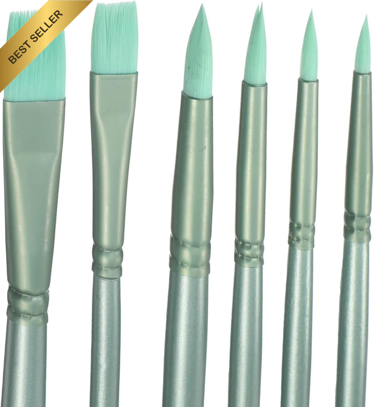 6-Piece Watercolor Brush Set – Versatile Paint Brushes for Watercolor, Oil – Ide