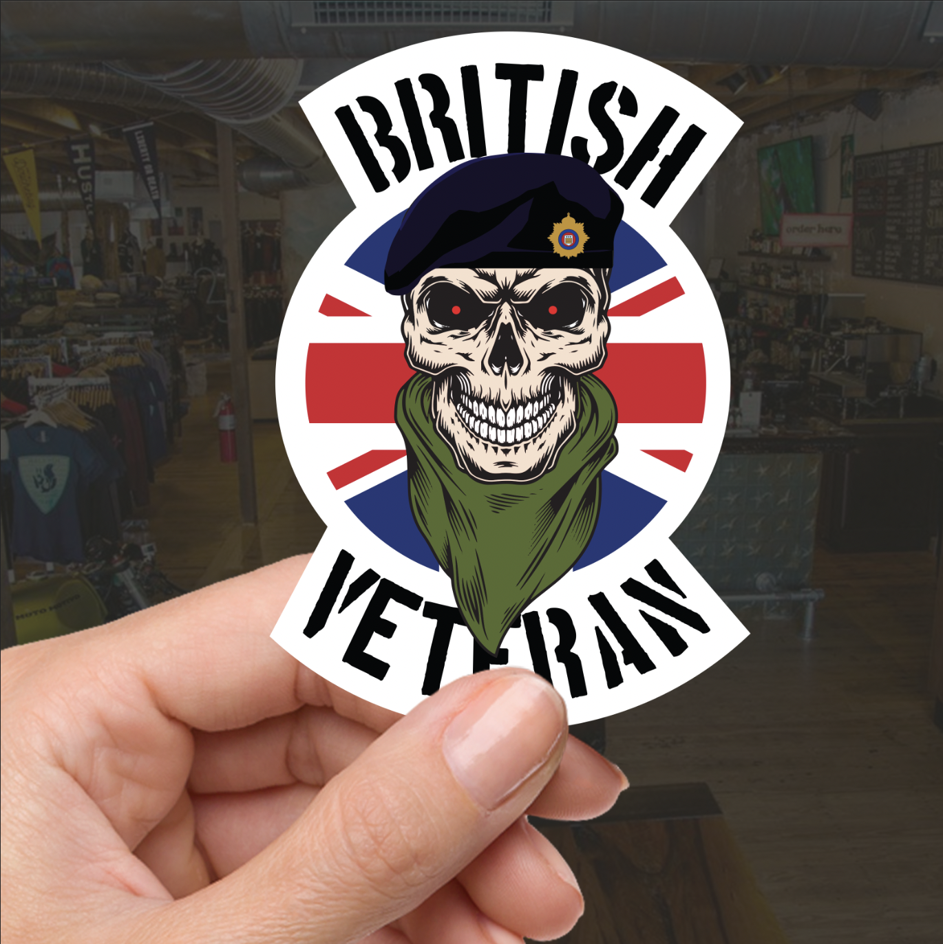 Royal Logistics Corps (RLC) Veteran Waterproof Vinyl Sticker Skull & Union Jack - Picture 1 of 6