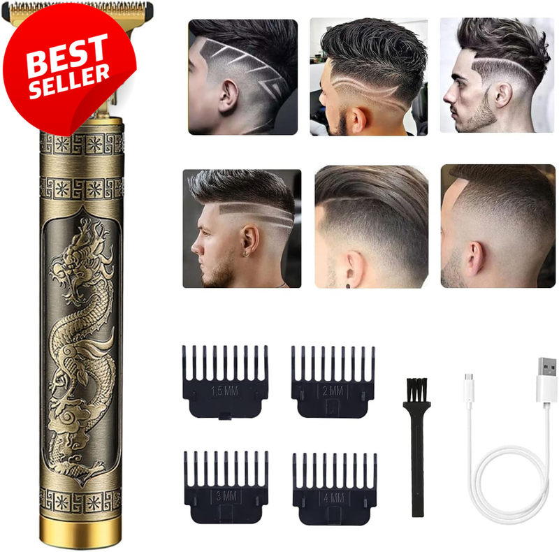 Cordless T-Blade Hair Trimmer Zero Gap Beard Clipper Dragon Men Kit - US