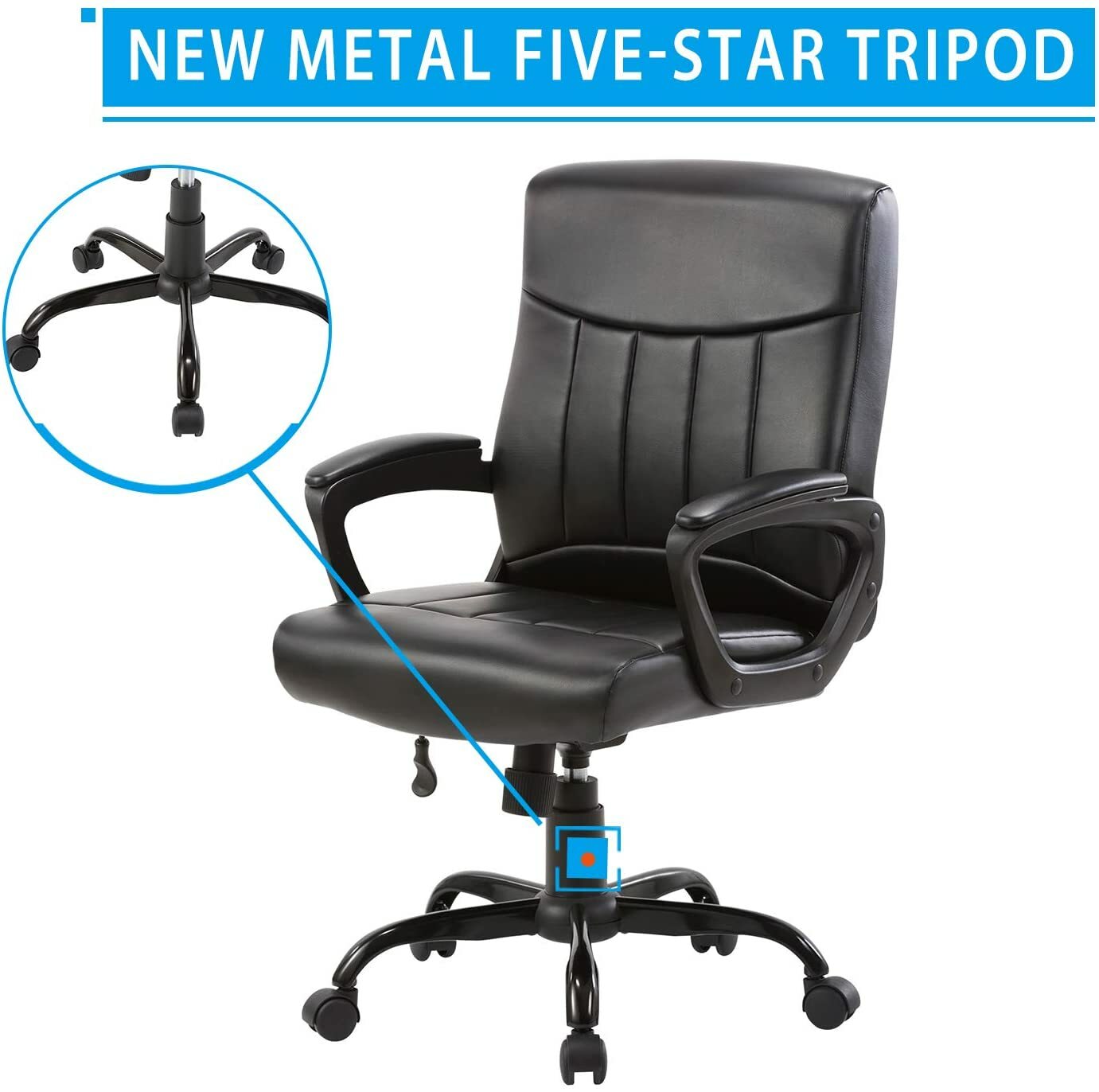 CLATINA Mid Back Leather Office Executive Chair with Lumbar Support and Padded 