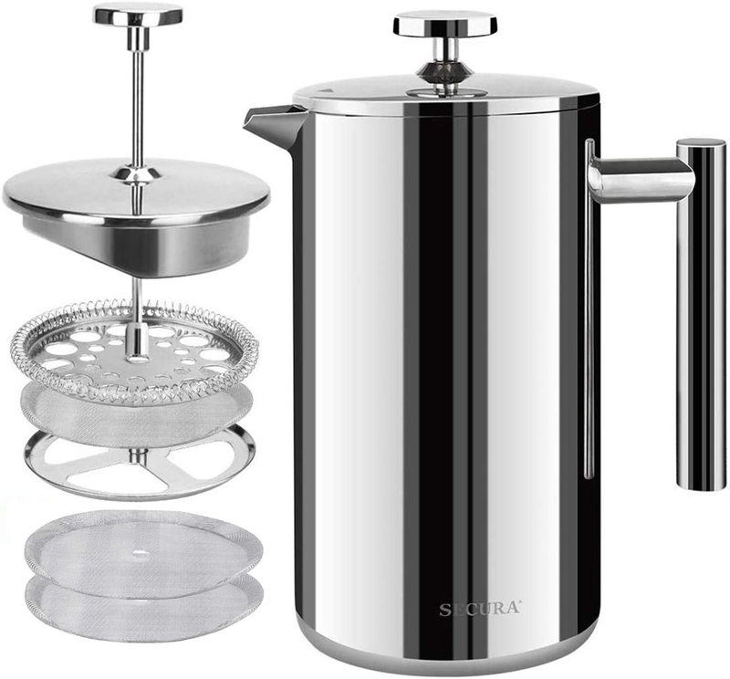 Coffee Maker, 304 Grade Stainless Steel Insulated Coffee Pre