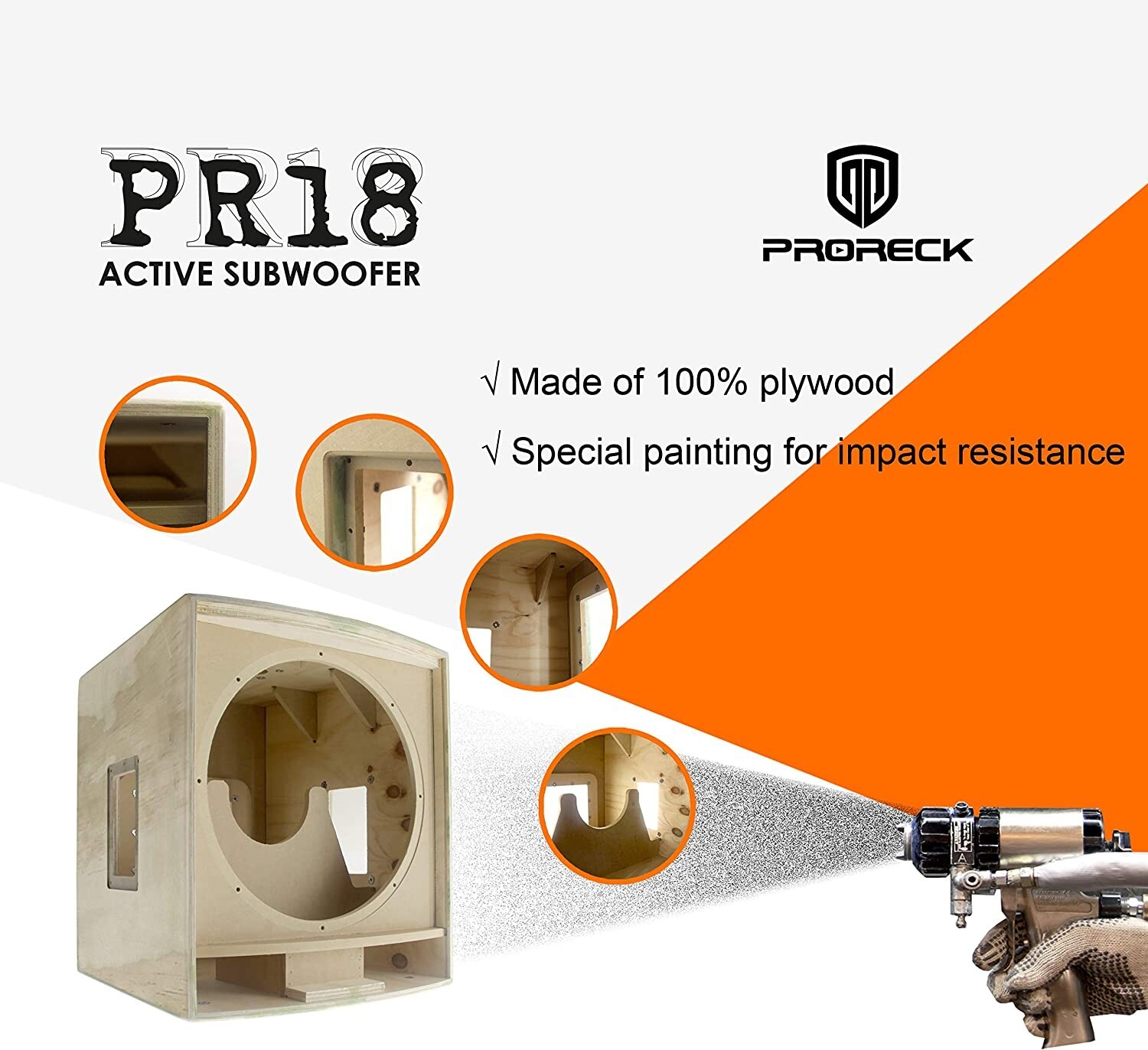 proreck 18 inch 2000W P.M.P.O Active Powered PA DJ Subwoofer Cabinet