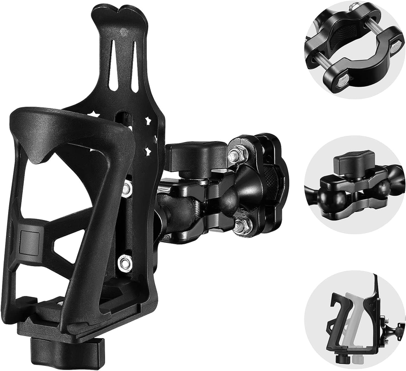 ATV Cup Holder, Upgraded Double Screw Fixing and Universal B