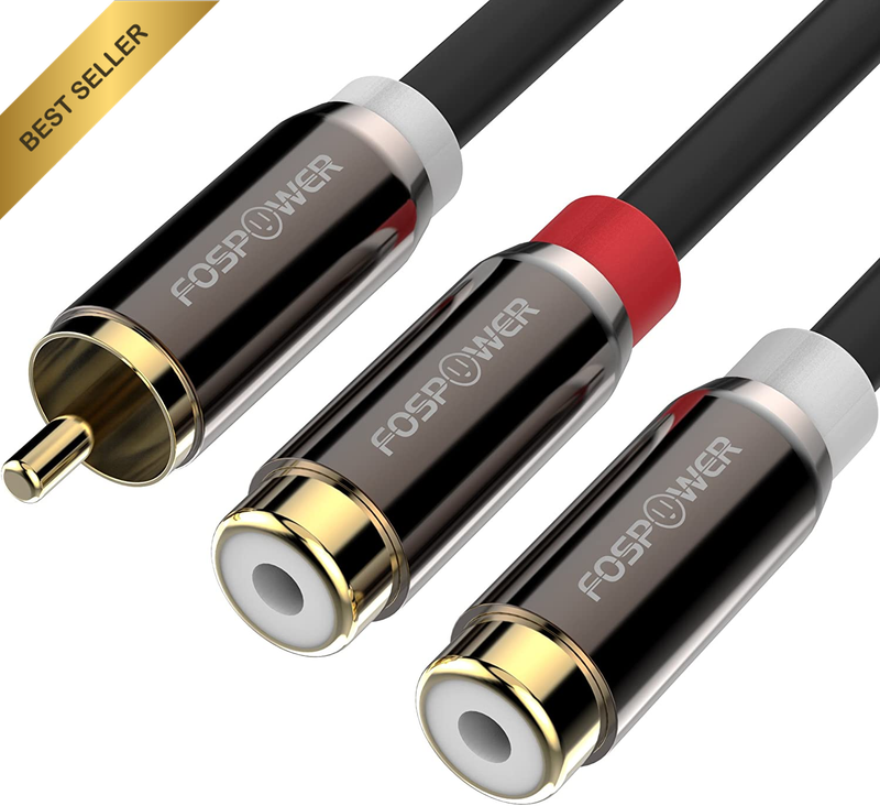 Y Adapter [8 Inch] 1 RCA (Male) to 2 RCA (Female) Stereo Audio Adapter Cable [24