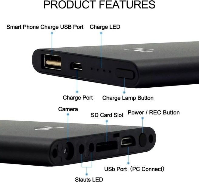 H2 Hidden Camera 1080P 5000mAh Power Bank Mini Security Wireless Nanny Cam Spy2 - Image 4