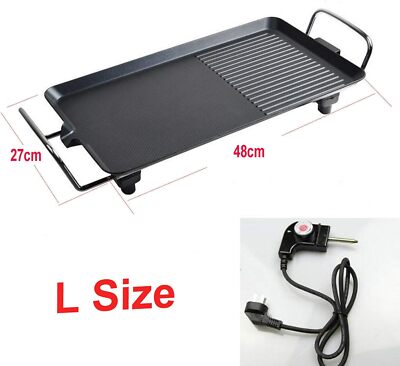 Electric Teppanyaki Table Top Griddle BBQ Hot Plate Barbecue Grill Pan M-XL Size
