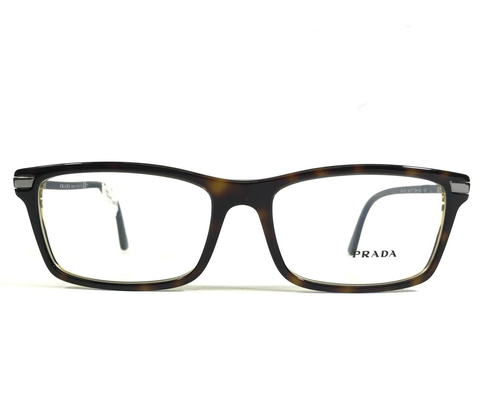 Prada Eyeglasses Frames VPR03Y ZXH-1O1 Tortoise Silver Blue Prada Eyeglasses Frames VPR03Y ZXH-1O1 Tortoise Silver Blue
