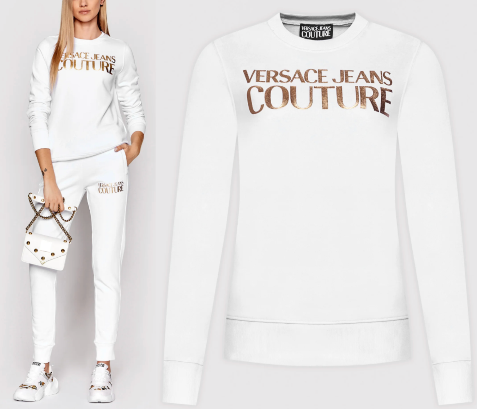 Pre-owned Versace Jeans Couture Sweatshirt Foil Logo Pulli Pullover Sweater Jumper M In Weiss