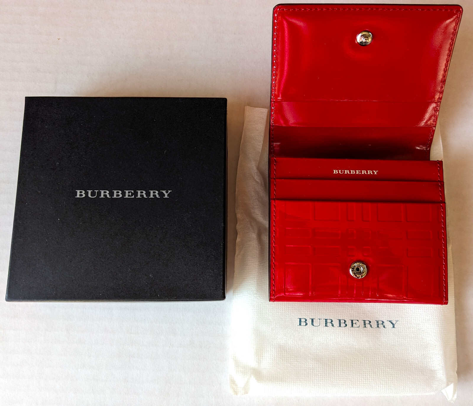 Burberry YD 4535 red windowpane patent leather coin card