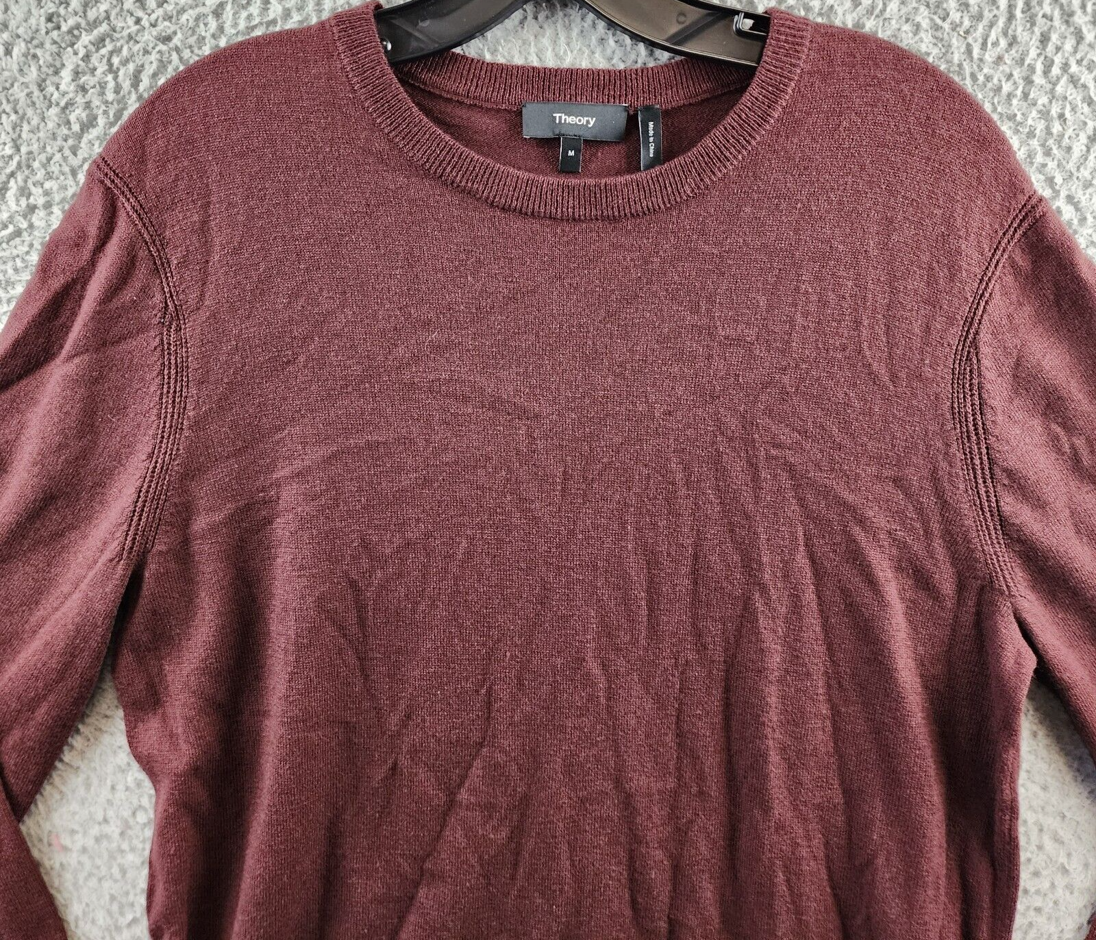 THEORY Riland Harman Merino Wool Blend Pullover Sweater Men's M Chianti Crewneck - Picture 3 of 14