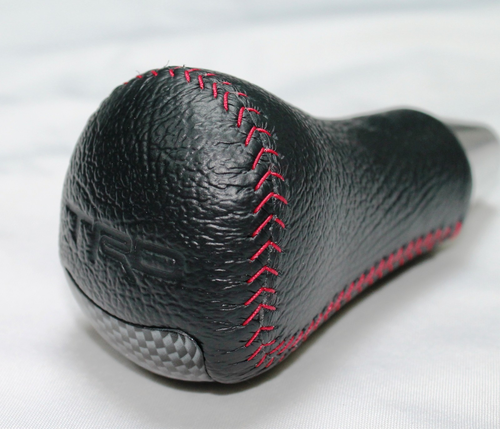 TOYOTA TRD SHIFT KNOB BLACK WITH RED STITCHING CARBON INSERT AUTO
