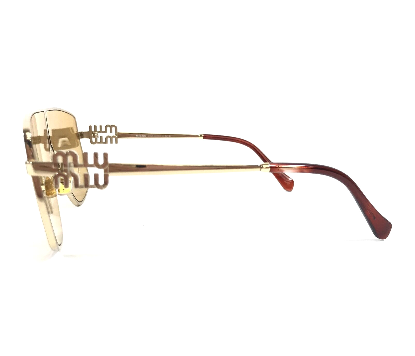 Pre-owned Miu Miu Sunglasses Smu51z 5ak-40d Pale Gold Geometric With Orange Mirror Lenses In Multicolor