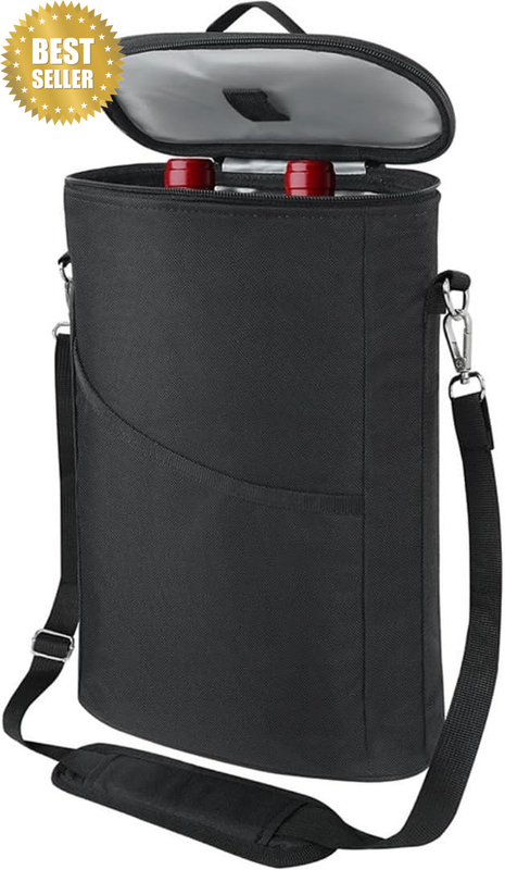 2 Bottle Wines Carrier Tote, Insulated Leakproof Wine Cooler Bag, Wine Travel Ba