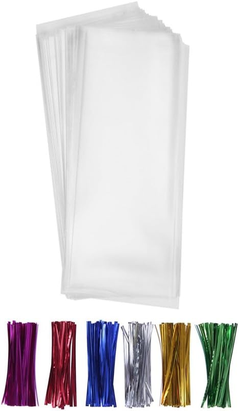 200 Clear Small Narrow Candy Cello Treat Bags 2X10 with 4" T