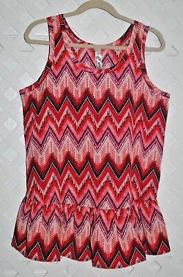 KNIT WORKS Girls L / 14 Chevron Pattern Silky Polyester Fabric Tank Top NEW