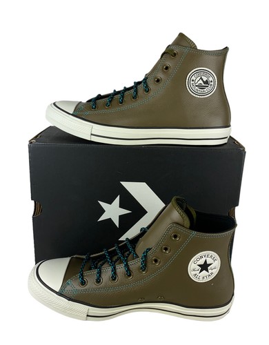 НОВЫЕ мужские кожаные зеленые мужские кроссовки Converse Chuck Taylor All Star Hi Mountain Club, размер 10