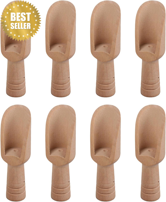 8 PCS Mini Wooden Spoons - Reusable Small Tiny Scoops and Teaspoon Utensils for