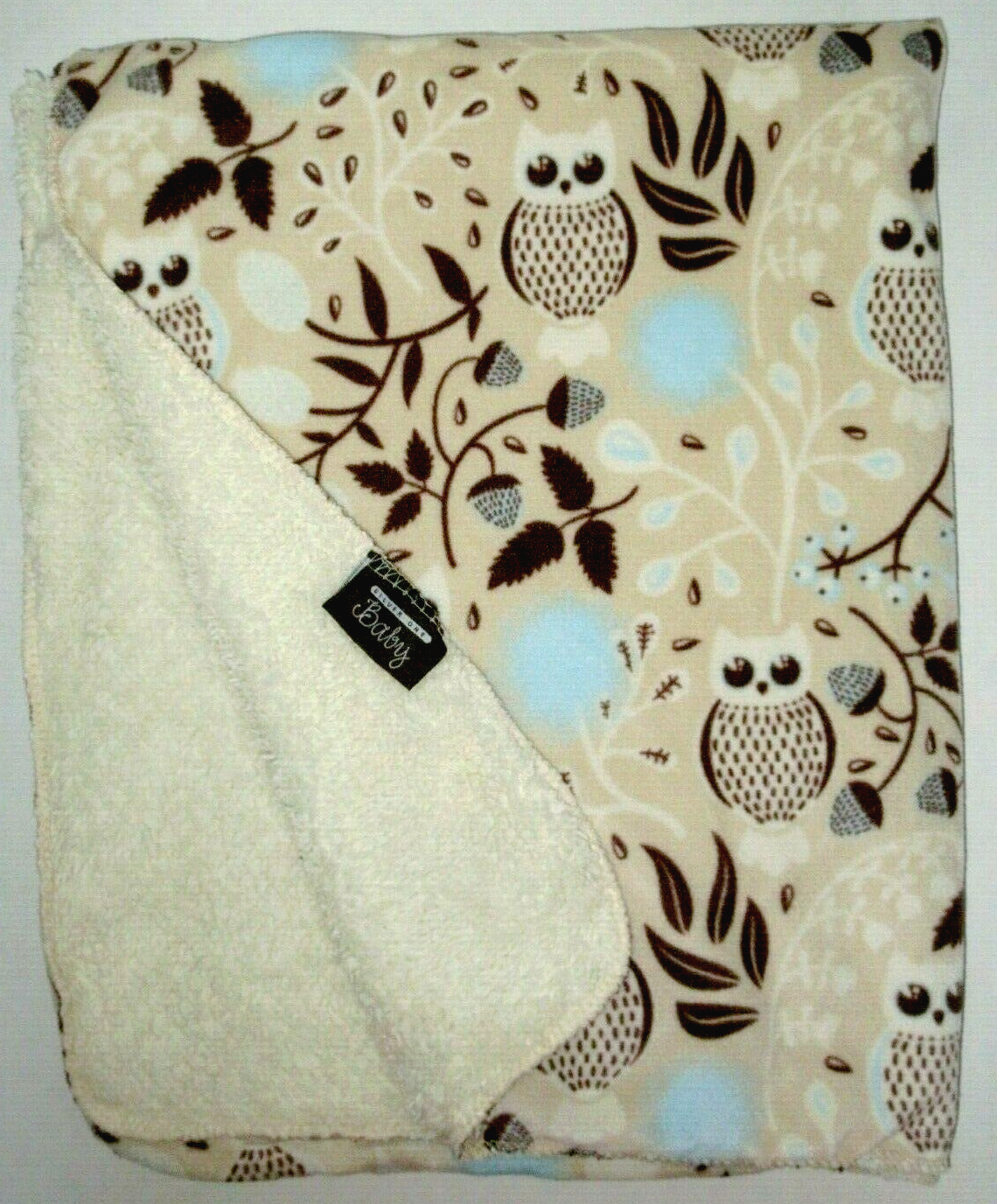 Tan Brown Blue Cream Plush Sherpa 30x40