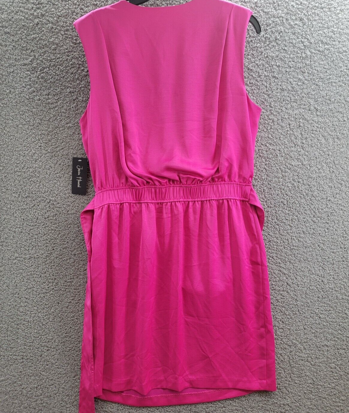 Jessica Howard Sleeveless Tie-Waist Wrap Dress Womens 14 Magenta V-Neck Pullover - Picture 9 of 15