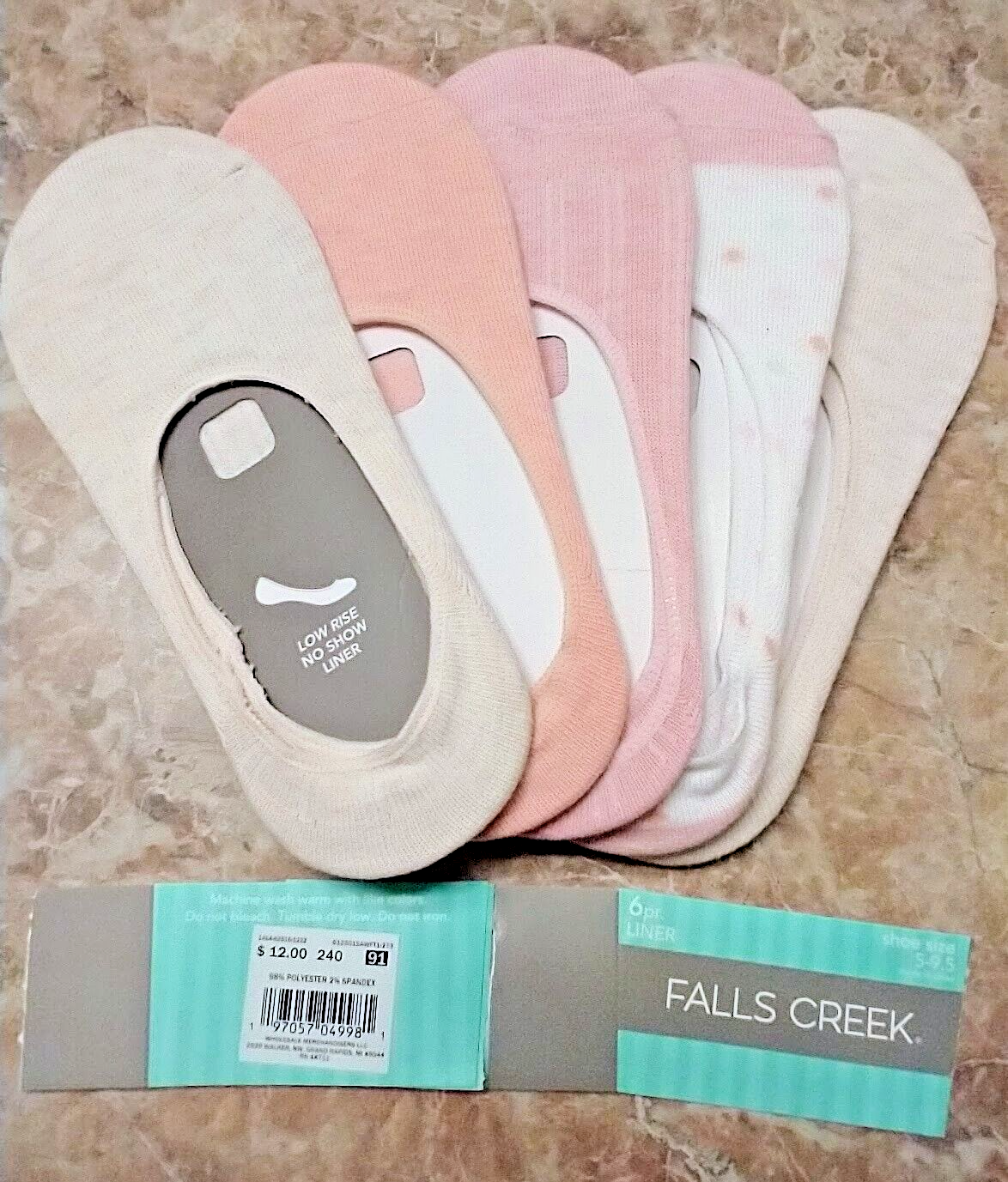 BRAND NEW WOMEN'S SIZE 5-9.5 FALLS CREEK NO SHOW CUSHION LOW-RISE LINER SOCKS