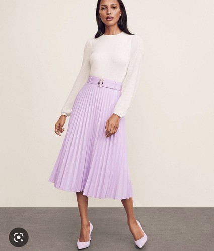 【INCHANT ME】Anne pleated long skirt Ann Taylor Women's Purple Belted Pleated Midi Skirt | eBay