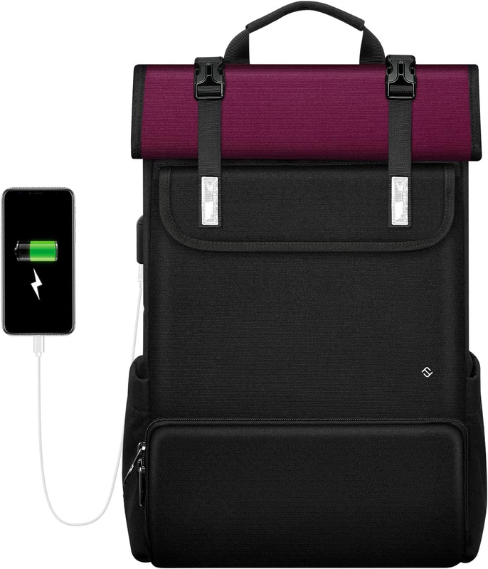 With Expandable Roll Top, 15.6 Inch Travel Daypack Casual