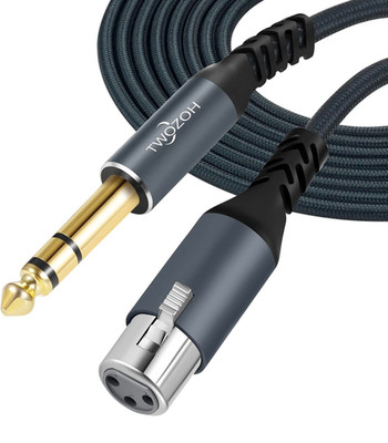 Twozoh XLR Buchse auf 6,35 Mm TRS Kabel 2M,Geflochtenes Klinke Stereo 6,35mm Ste