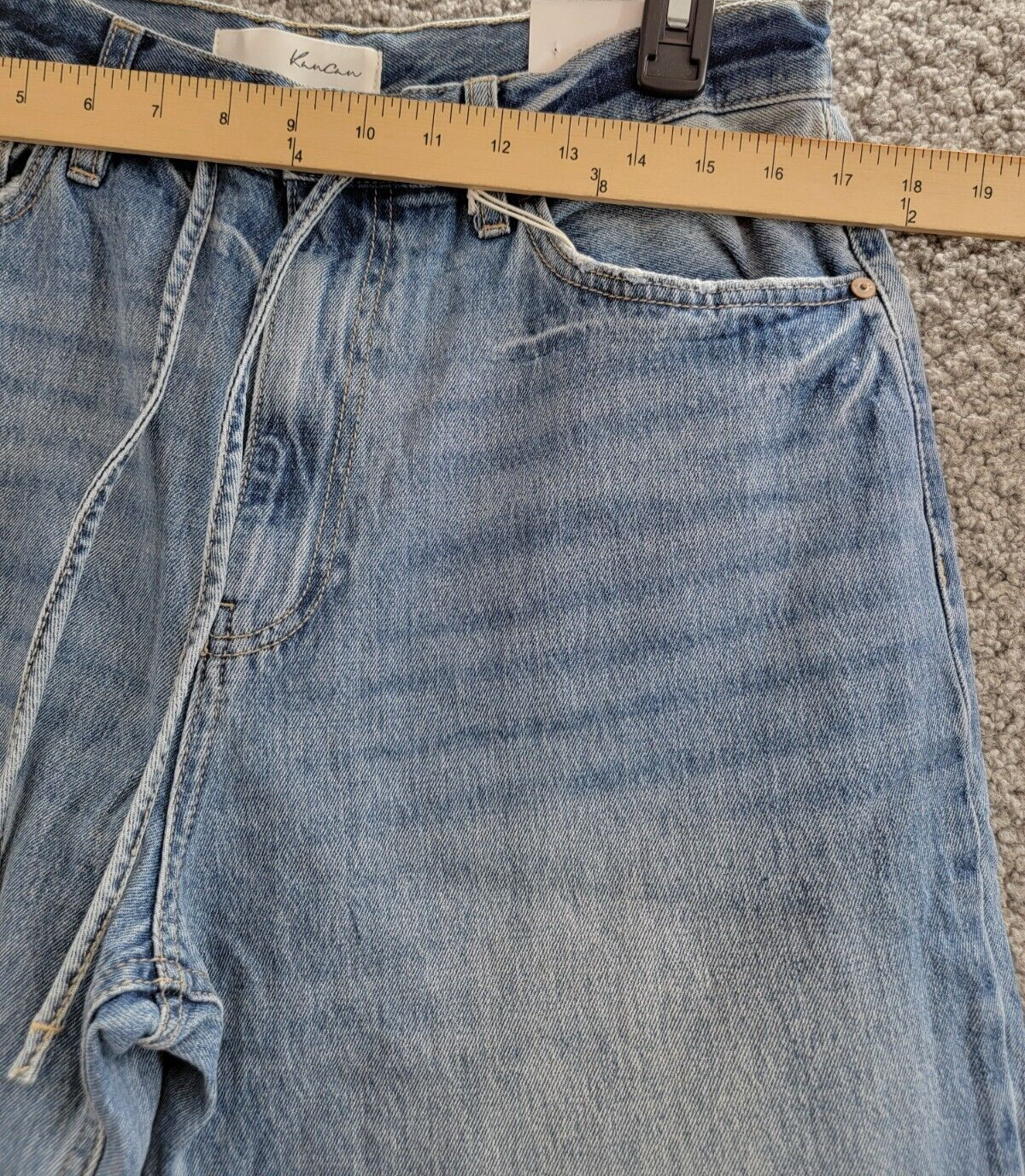 KanCan Hilo Ultra High Rise 90's Flare Jeans Womens 13/30 Medium Blue Button Zip - Picture 5 of 18