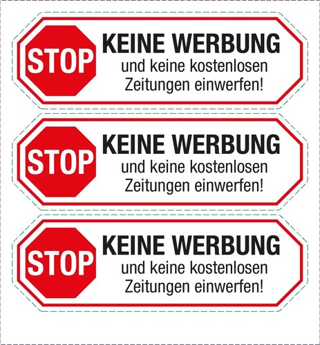 3x Briefkasten Aufkleber - Keine Werbung und Zeitschriften einwerfen... -