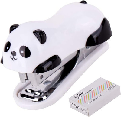 1 Pack Mini Panda Desktop Stapler for 10 Sheets Capacity with 1000 Pcs No.10 Sta