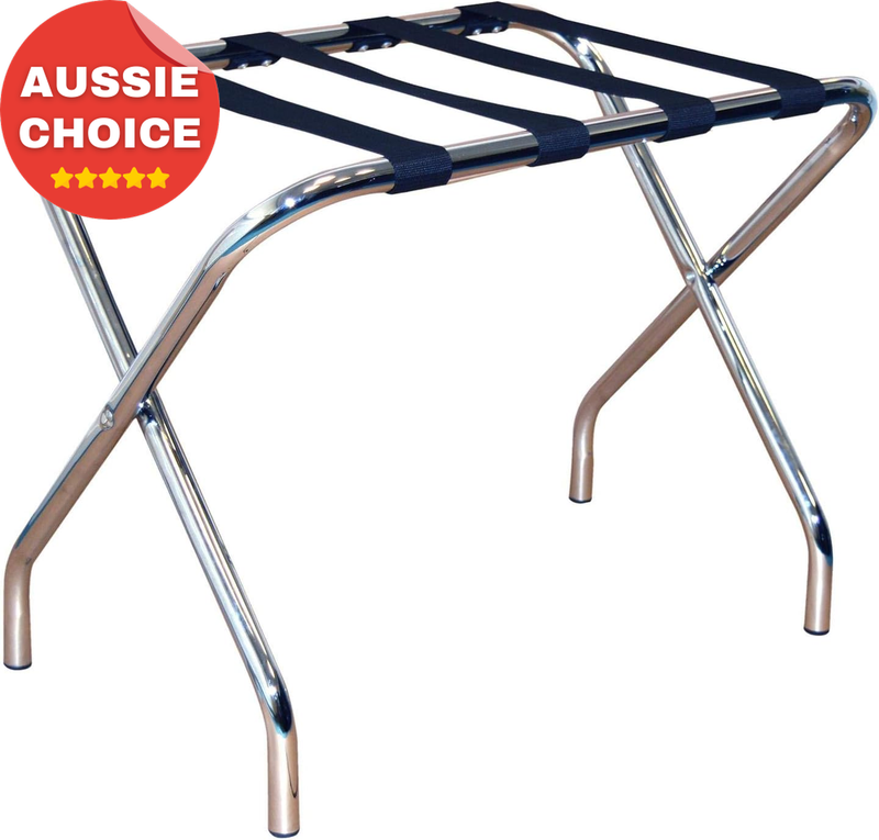 Chrome Folding Metal Luggage Rack Portable Single Tier Suitcase Storage Stand