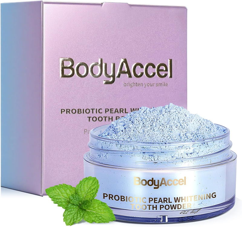 Bodyaccel Teeth Whitening Powder, Probiotic Pearl Whitening Tooth Powder, Fluori