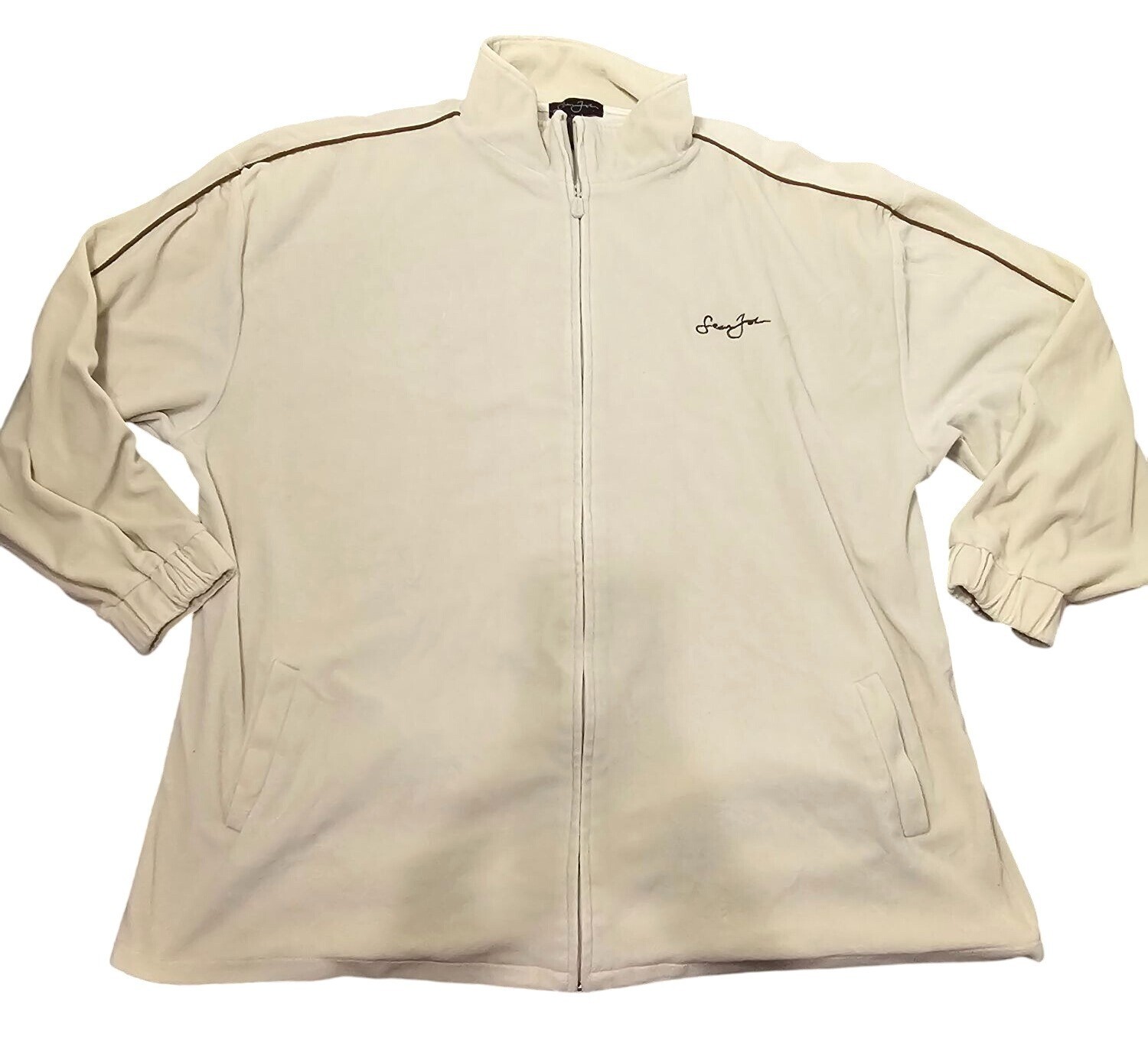 SEAN JOHN Vintage Track Jacket, Mens XXL, Blue Velour