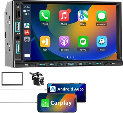 Podofo Wireless Carplay Double Din Car Stereo, 7'' HD Touch Screen Car Radio Audi
