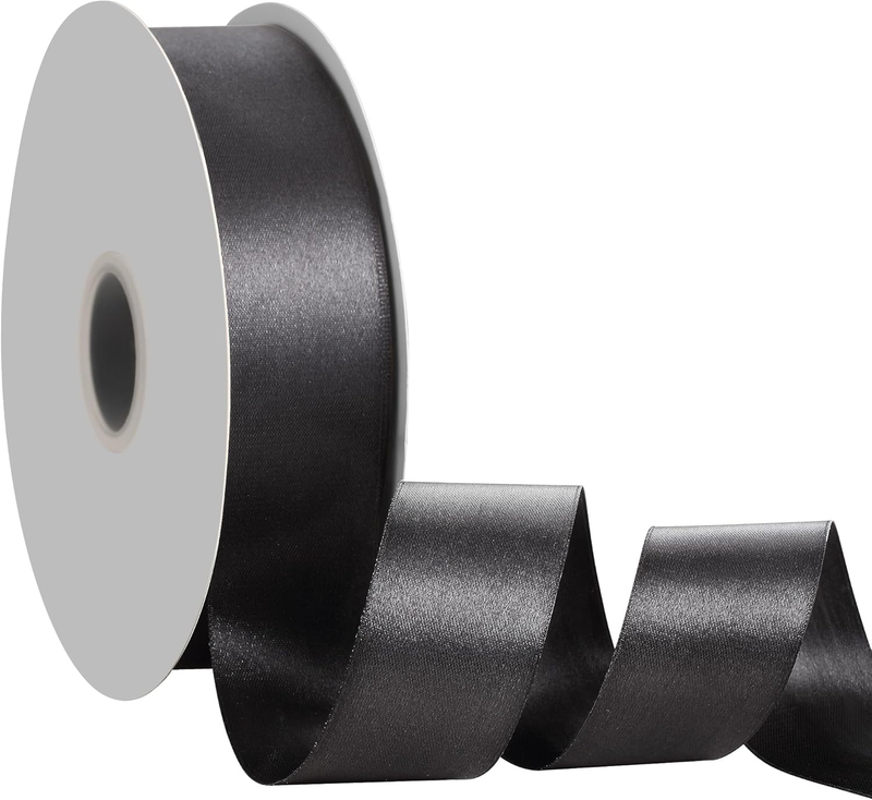 Black Satin Ribbon 40Mmx 96M Ribbon Thin Solid Fabric Ribbons for Gift Wrapping