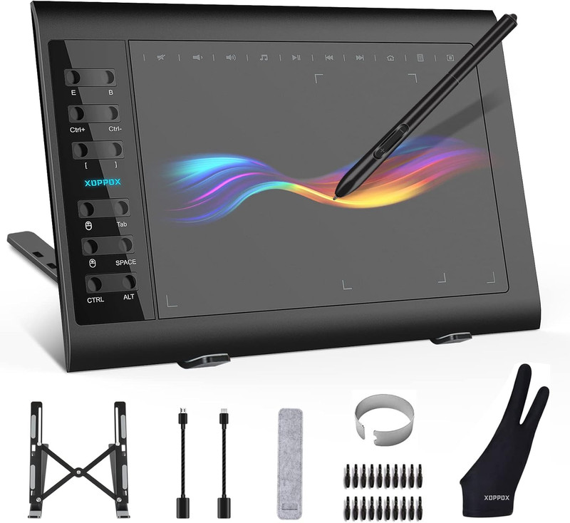 10x6 inch Digital Drawing Tablet HD Screen Graphics tablet with