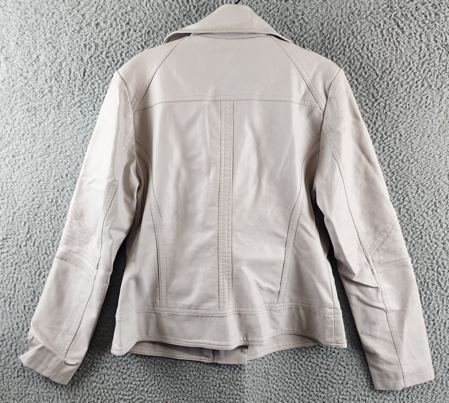 Guess Faux Leather Jacket Women's L Stone Notch Collar Zip Front Closure L/S~ - Picture 13 of 16