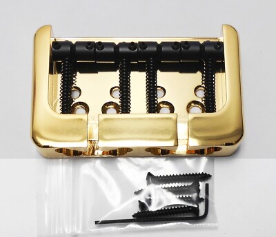 Hipshot 4 String B Style Bass Bridge Aluminum Gold .669 spacing - NOS