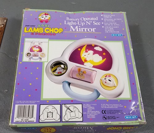 Vintage Baby Lambchop Light-up N' See Mirror Crib Toy musical NOS