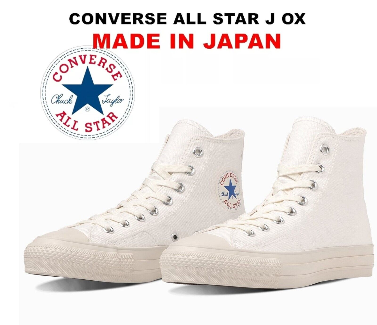 Converse Canvas All Star J 80s Hi White Made in Japan Converse Canvas All Star J 80s Hi White Made in Japan