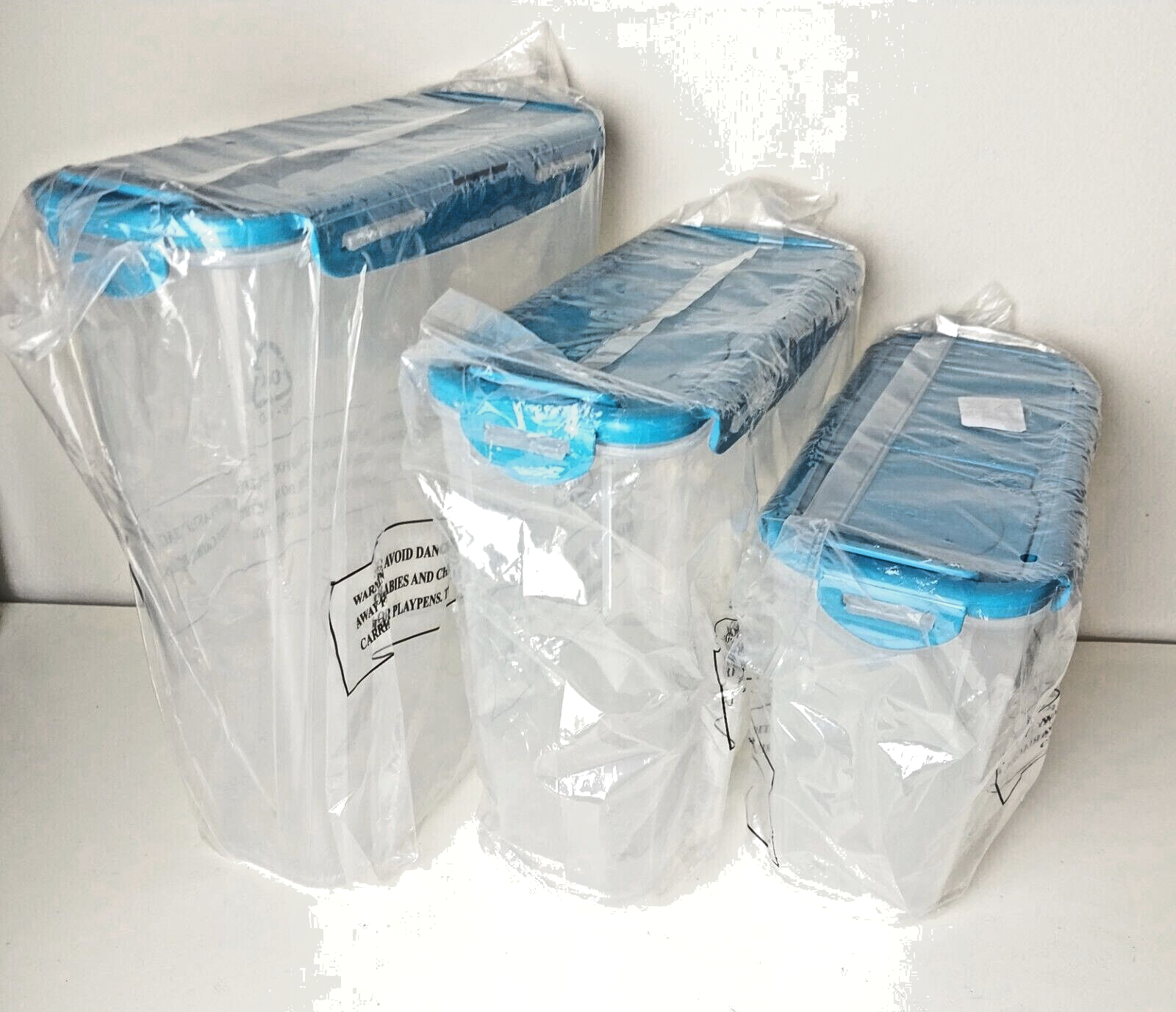 Lock N Lock Graduated Food Storage 3 Piece Canister Set Blue